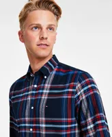 Tommy Hilfiger Men's Gradient Check Regular-Fit Long-Sleeve Button-Down Shirt