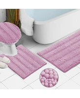 3 Piece Ultra Soft Non Slip Chenille Bath Rug - Large + Contour + Seat Cover