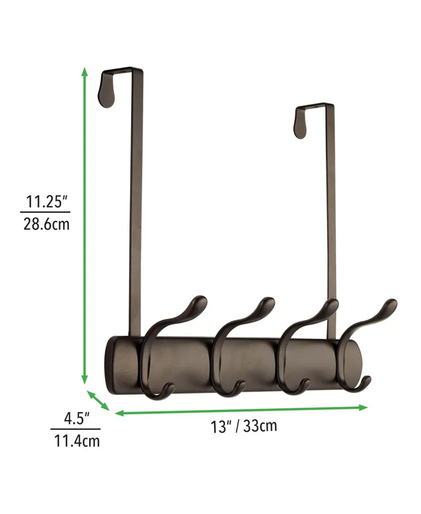 mDesign Steel Over Door Closet Organizer Hanger Rack with 8 Hooks, Bronze