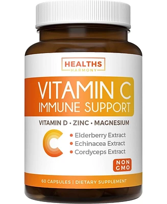 Immune Support - Vitamin C with Zinc, Vitamin D, Elderberry & Echinacea | a Non-gmo Immune System Booster Supplement | Vit C 500mg