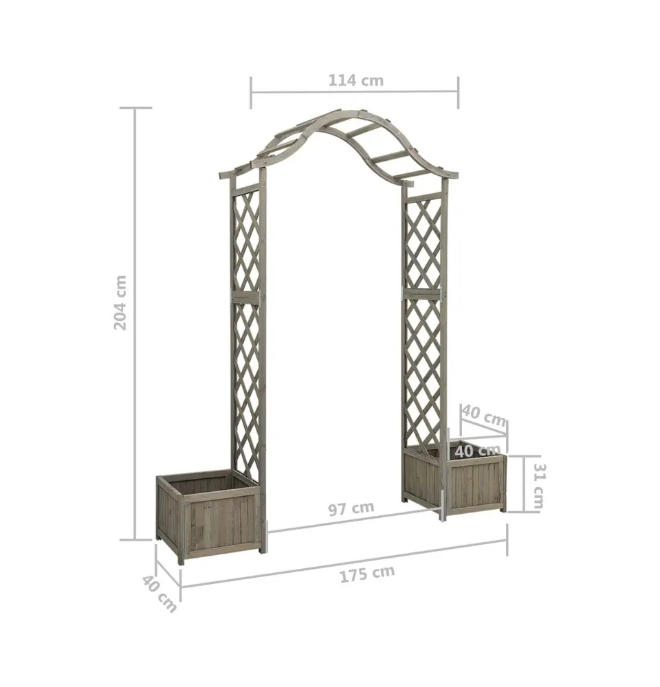 vidaXL Garden Pergola with Planter Gray Solid Firwood