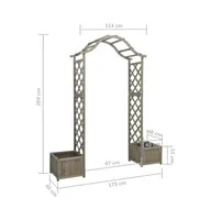 Garden Pergola with Planter Gray Solid Firwood