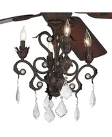 52" Contessa Vintage Country Cottage Indoor Ceiling Fan with Light Led Chandelier Dark Bronze Copper Shaded Cherry Blades House Bedroom Living Room Ho