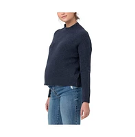 Ripe Maternity Jade Crop Nursing Knit Sweater Denim Marle