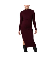 Ripe Maternity Nella Rib Nursing Knit Dress Maroon