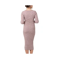 Ripe Maternity Heidi Cross Front Nursing Knit Dress Pink Marle