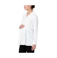 Ripe Maternity Tina Button Up Women Peplum Shirt White