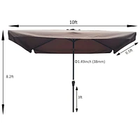 Simplie Fun 10 X 6.5FT Rectangular Patio Umbrella Outdoor Market Umbrellas With Crank And Push Button