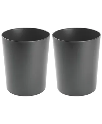 mDesign Small Round Metal 1.7 Gallon Trash/Recycling Can, 2 Pack, Matte Black