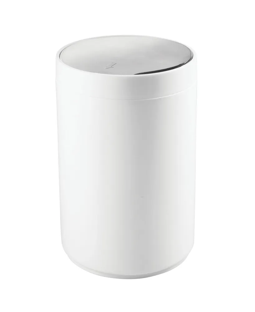 mDesign Plastic Round Trash Can Wastebasket, Swing Lid