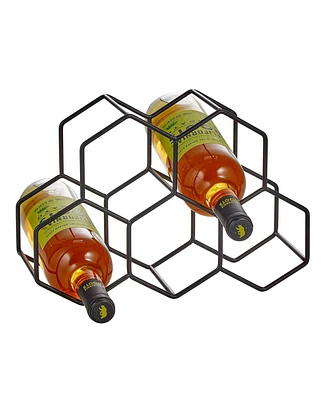 mDesign Honeycomb 5 Bottle Wine Rack for Kitchen Counter or Fridge