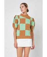 English Factory Women's Check Pattern Sweater