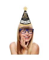 Big Dot of Happiness Disco New Year - Groovy 2025 Nye Resolution Cone Hat - Set of 8 (Standard Size)