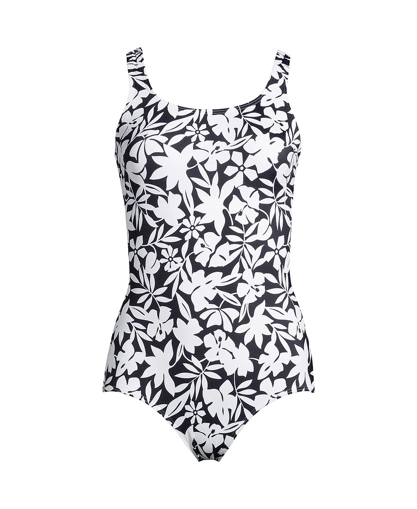 Lands' End Plus Chlorine Resistant Tugless One Piece Swimsuit Soft Cup