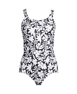 Lands' End Plus Chlorine Resistant Tugless One Piece Swimsuit Soft Cup