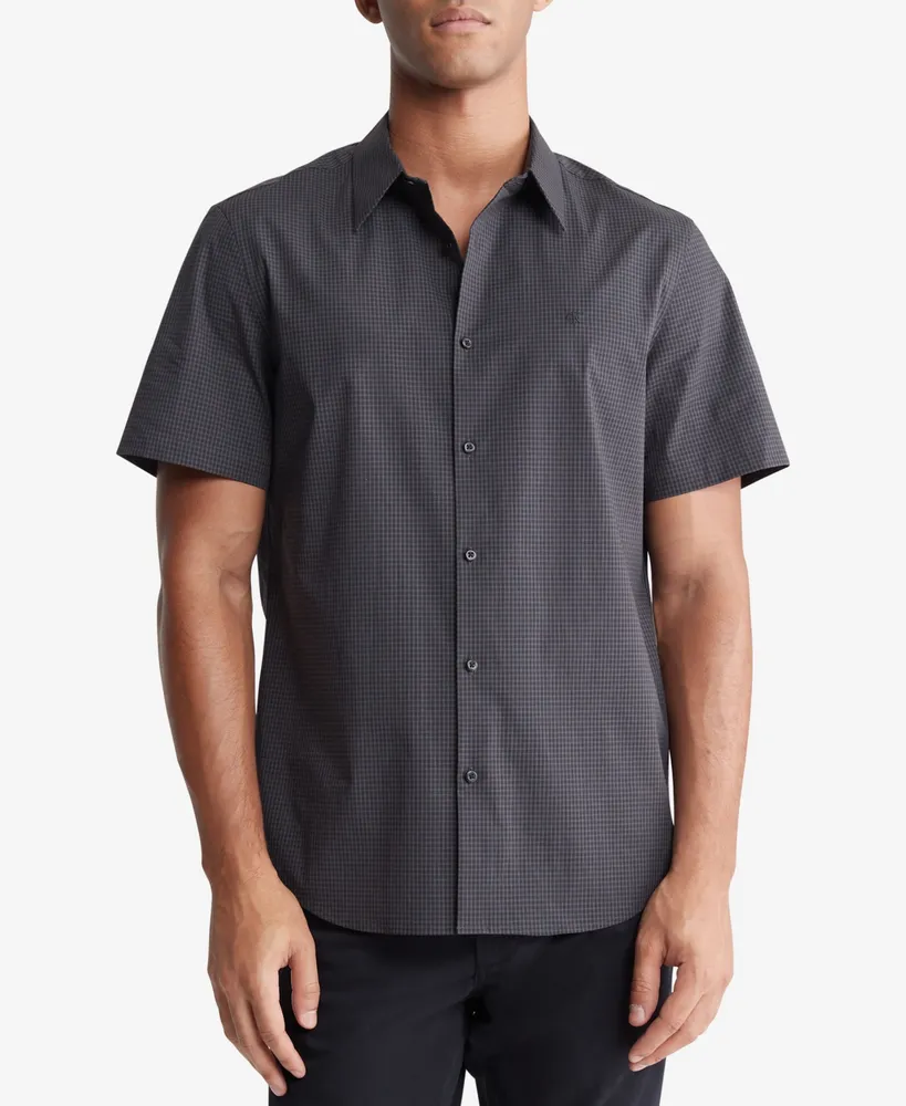 Calvin Klein Men's Slim-Fit Stretch Micro-Check Button-Down Shirt