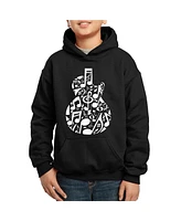 La Pop Art Boys Music Notes Guitar Word Hooded Sweatshirt