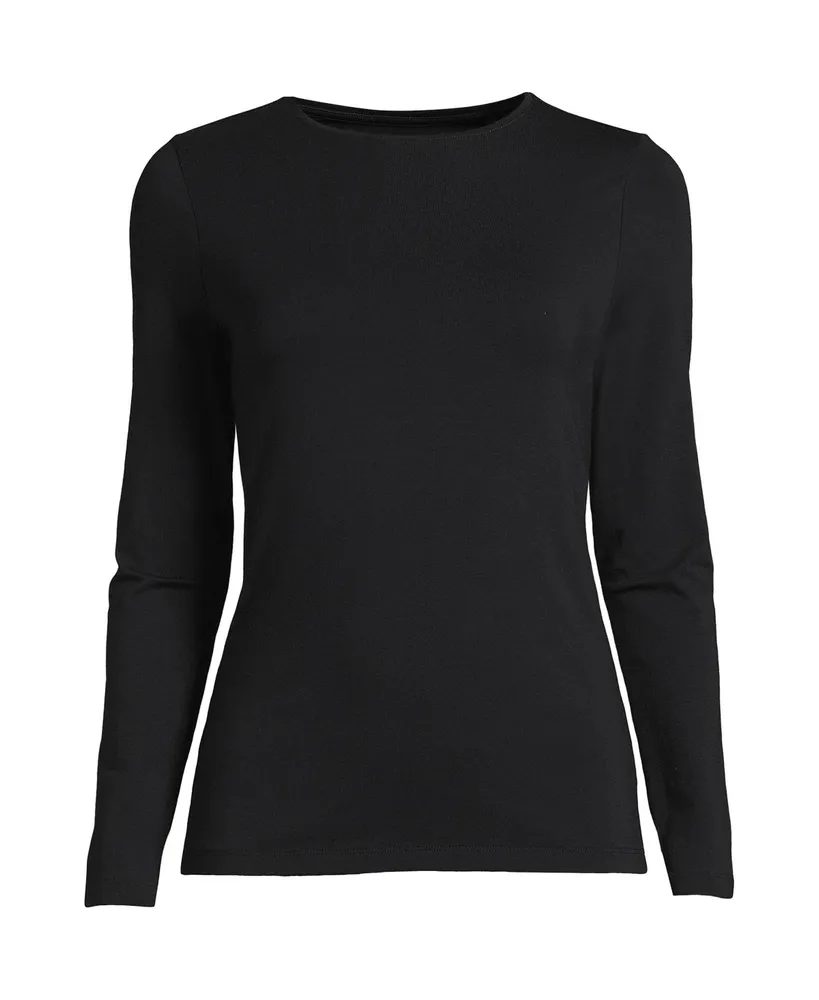 Lands' End Plus Long Sleeve Lightweight Jersey Crew Neck Top