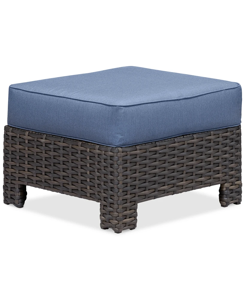 Closeout! Viewport Wicker Outdoor Ottoman with Sunbrella Cushions, Created for Macy's