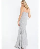 Quiz Women's Silver Beaded Fishtail Maxi Dress