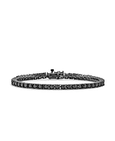 Bling Jewelry Jewelry 10 Ct Cz Round Solitaire Tennis Bracelet For Women Cubic Zirconia Black Sterling Silver 7 Inch