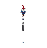 30" Long Gnome with Red Hat Black Coated Gem Wind Chime