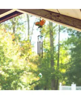 35" Long Yellow Butterfly Wind Chime with Black Gem