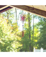 33" Long Butterfly Fairy Copper and Gem Wind Chime with Candle Holder