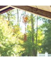 33" Long Celestial Copper Candle Holder Gem Wind Chime