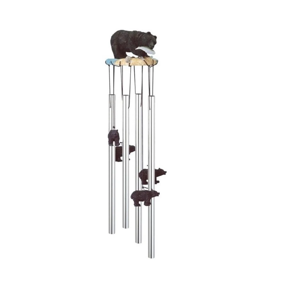 23" Long Black Bear Round Top Wind Chime