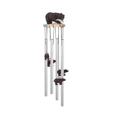 23" Long Black Bear Round Top Wind Chime