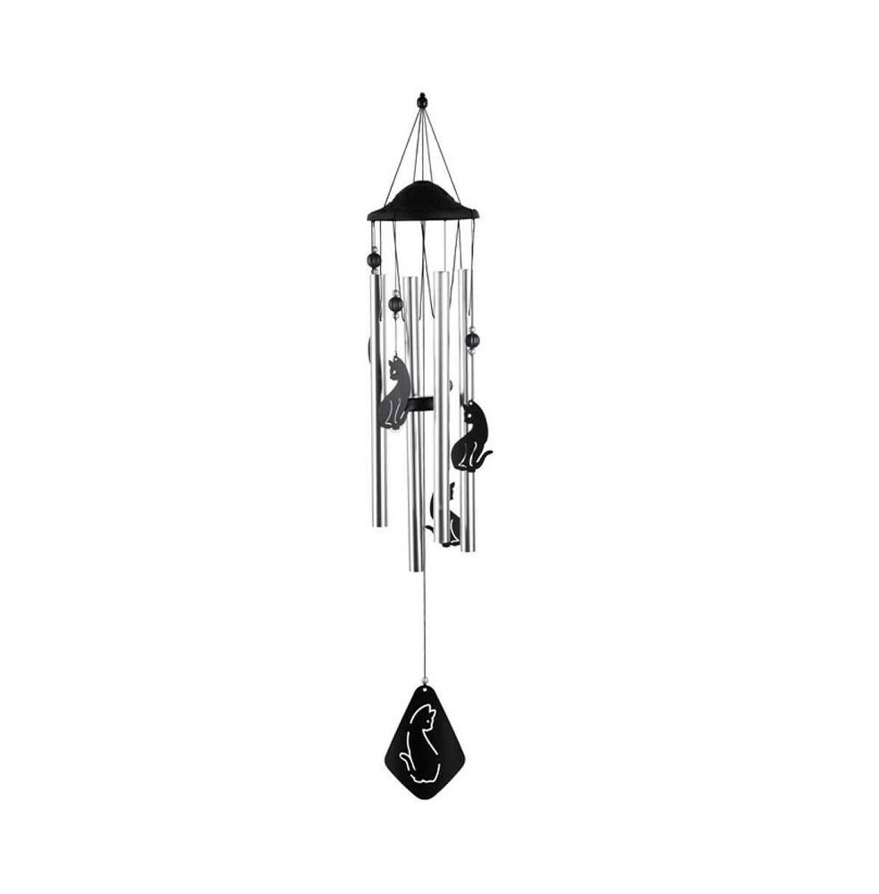 34" Long Black Cat Silhouette Wind Chime