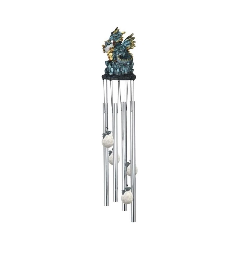 23" Long Dragon Holding Egg Round Top Wind Chime