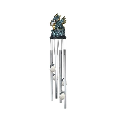 23" Long Dragon Holding Egg Round Top Wind Chime