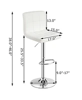 Set of 2 Bar Stools Pu Leather Adjustable Barstool Swivel