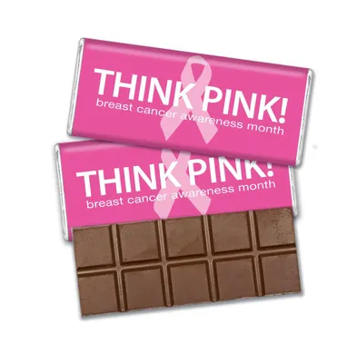Just Candy Pcs Breast Cancer Awareness Candy Gifts in Bulk Belgian Chocolate Bars - Pink Ribbon