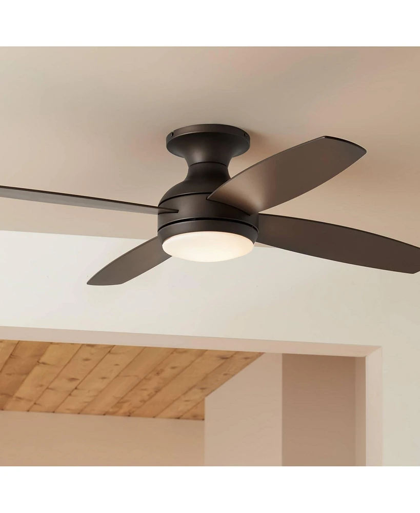 Casa Vieja 52" Casa Elite Mid Century Modern Farmhouse Rustic Indoor Ceiling Fan 4 Blade Led Light Remote Control Oil Rubbed Bronze Finish Brown Blade