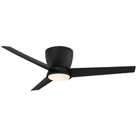 Casa Vieja 52" Auria Modern Outdoor 3 Blade Hugger Ceiling Fan with Dimmable Led Light Remote Control Matte Black Opal Glass Damp Rated for Patio Exte