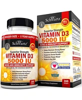 Vitamin D3 5000 Iu (125 mcg) Natural Immune Support Supplement, Bone Strength, Healthy Muscle Function, with Olive Oil for Highest Absorption, Gluten