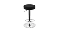 Set of 2 Round Leather Seat Chrome Leg Adjustable Hydraulic Swivel Bar Stool-Black