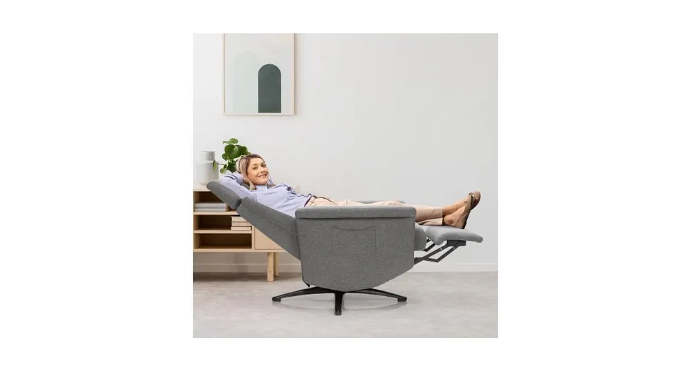 Swivel Massage Recliner Single Sofa with Adjustable Headrest-Grey