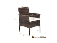 2 Pieces Outdoor Pe Rattan Armchairs with Removable Cushions