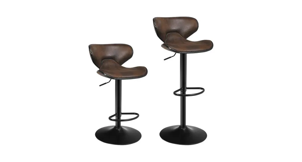 Set of 2 Adjustable Bar Stools Swivel Bar Chairs Pub Kitchen