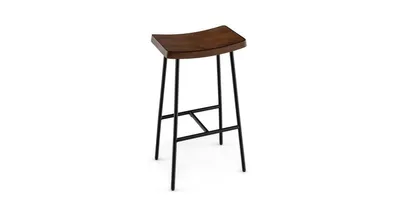 Slickblue Industrial Saddle Stool with Metal Legs and Adjustable Foot Pads