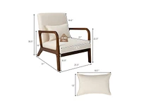 Modern Accent Chair with Rubber Wood Frame and Lumbar Pillow