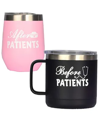 Meant2tobe Before Patients and After Patients Coffee Mug Tumbler Set, Christmas Gifts, Funny Nurse Gifts for Women, Perfect for Morning and Evening Be