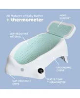 Jool Baby Baby Baby Bather Bath Support with Thermometer for Bathtub or Sink (0-6 Months) Slip-Resistant & Ergonomic for Newborn (Aqua)