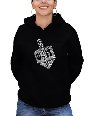 La Pop Art Women's Hanukkah Dreidel Word Hooded Sweatshirt