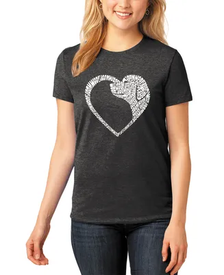La Pop Art Women's Dog Heart Premium Blend Word Short Sleeve T-shirt