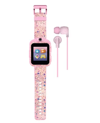Playzoom Kids Pink Glitter Silicone Smartwatch 42mm Gift Set